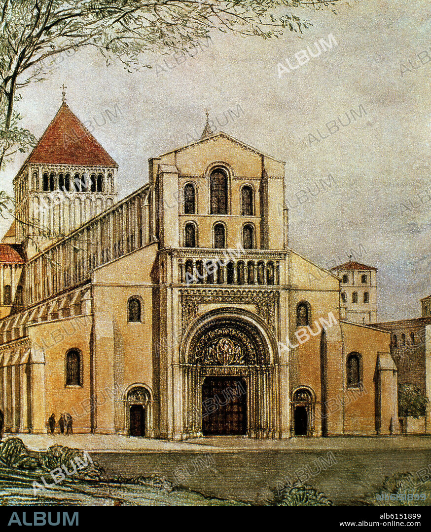 GRABADO DEL MONASTERIO-1088/1130- ARQUITECTURA ROMANICA FRANCESA.
