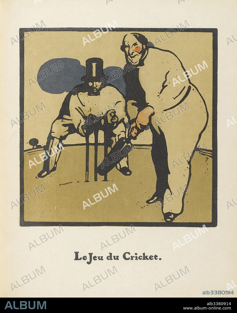 SIR WILLIAM NICHOLSON. Cricket Game. From Almanach de Douze Sports.