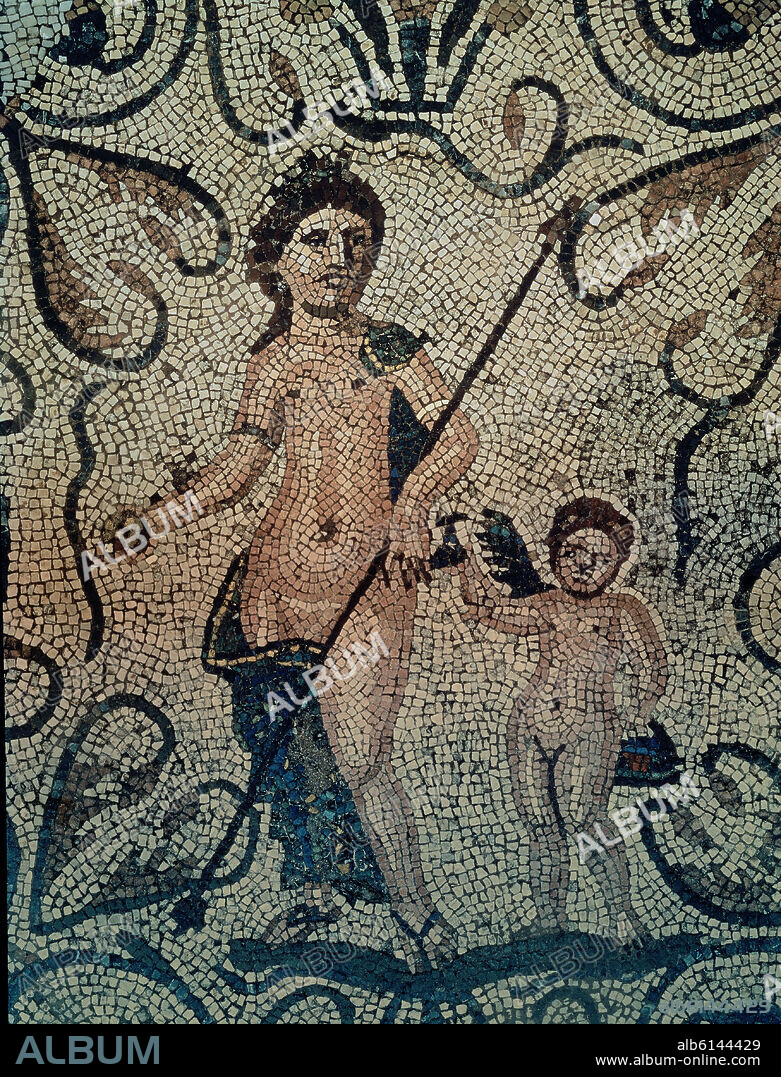 VENUS Y CUPIDO - MOSAICO ROMANO - SIGLO II.