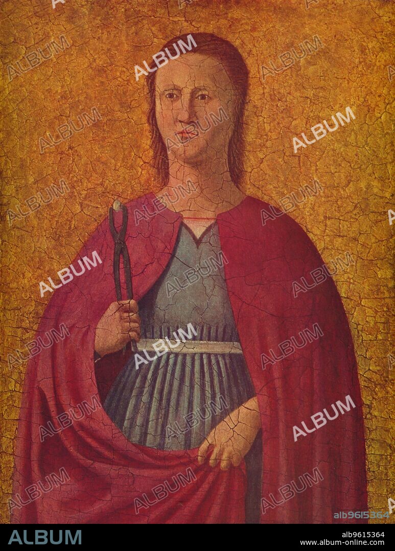 PIERO DELLA FRANCESCA. 'Saint Apollonia', c1455-1460. The painting is part of the Kress Collection, National Gallery of Art, Washington DC. From Masterpieces of Painting, edited by Huntington Cairns and John Walker. [National Gallery of Art, Washington D.C., Random House, New York, N.Y. 1944].