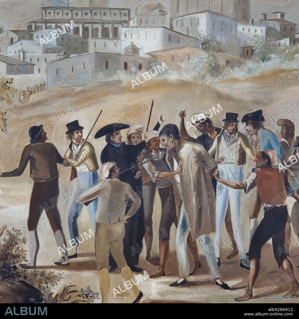 FRANCESC CUIXART I BARJAU. Guerra del Francés, siglo XIX. Arresto de un súbdito francés vecino de Manresa. Museo comarcal de Manresa.