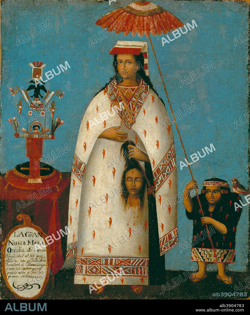 PERU. Inca Princess - La Gran Ñusta Mama Occollo. Date/Period: Early 1800s. Painting. Oil on canvas. Height: 458.80 mm (18.06 in); Width: 377.82 mm (14.87 in).