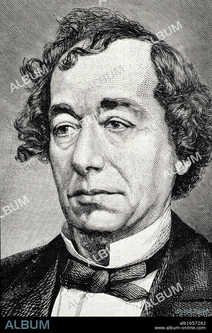 Benjamin Disraeli 1804 to 1881 1st Earl of Beaconsfield British statesman and author from 19th century engraving.