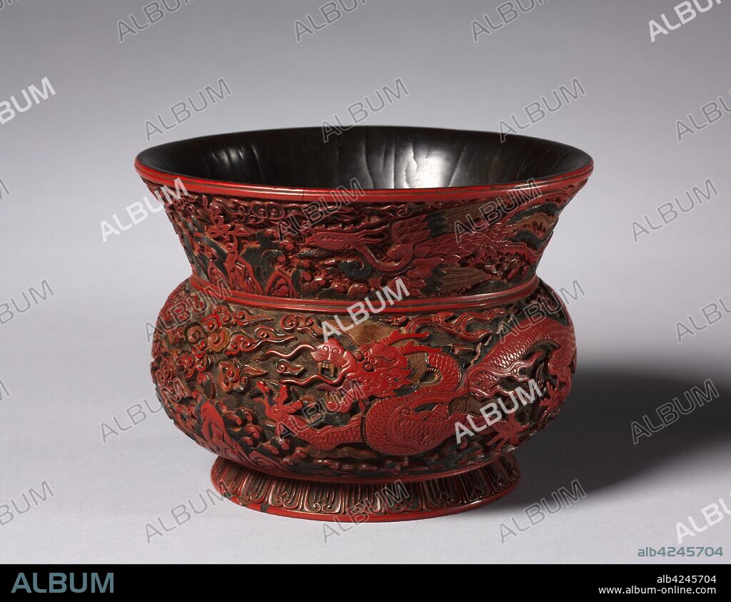Jar with Dragon and Phoenix Design, 1522-66. China, Ming dynasty (1368-1644), Jiajing mark and reign (1521-66). Carved lacquer in cinnabar and other colors; overall: 11.8 cm (4 5/8 in.).