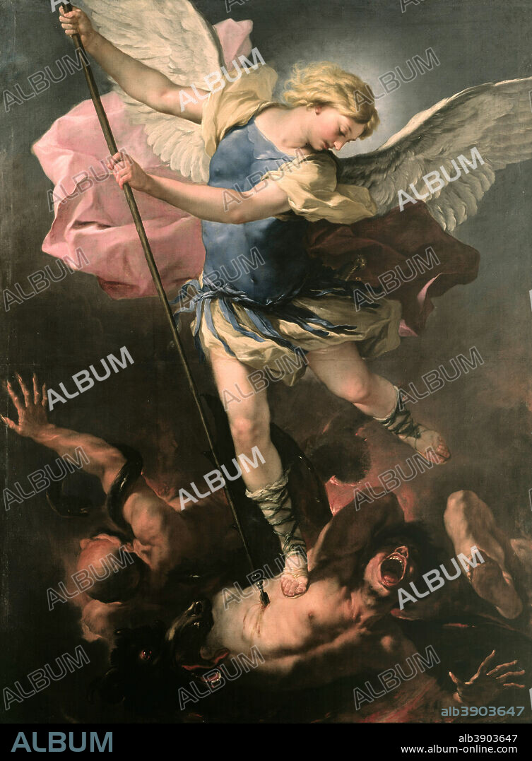LUCA GIORDANO. St. Michael. Date/Period: Ca. 1663. Painting. Oil on canvas. Height: 198 cm (77.9 in); Width: 147 cm (57.8 in).