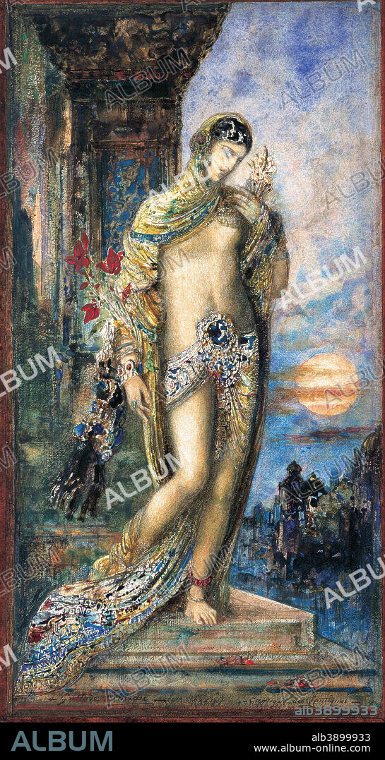 GUSTAVE MOREAU. Song of Songs (Cantique des Cantiques). Date/Period: 1893. Painting. Watercolor on paper. Height: 387 mm (15.23 in); Width: 208 mm (8.18 in).