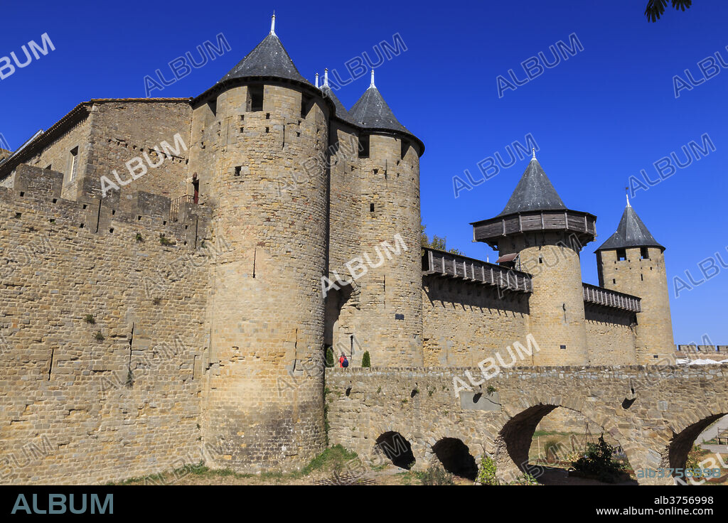 Chateau Comtal keep, La Cite, historic fortified city, Carcassonne, UNESCO World Heritage Site, Languedoc-Roussillon, France, Europe.