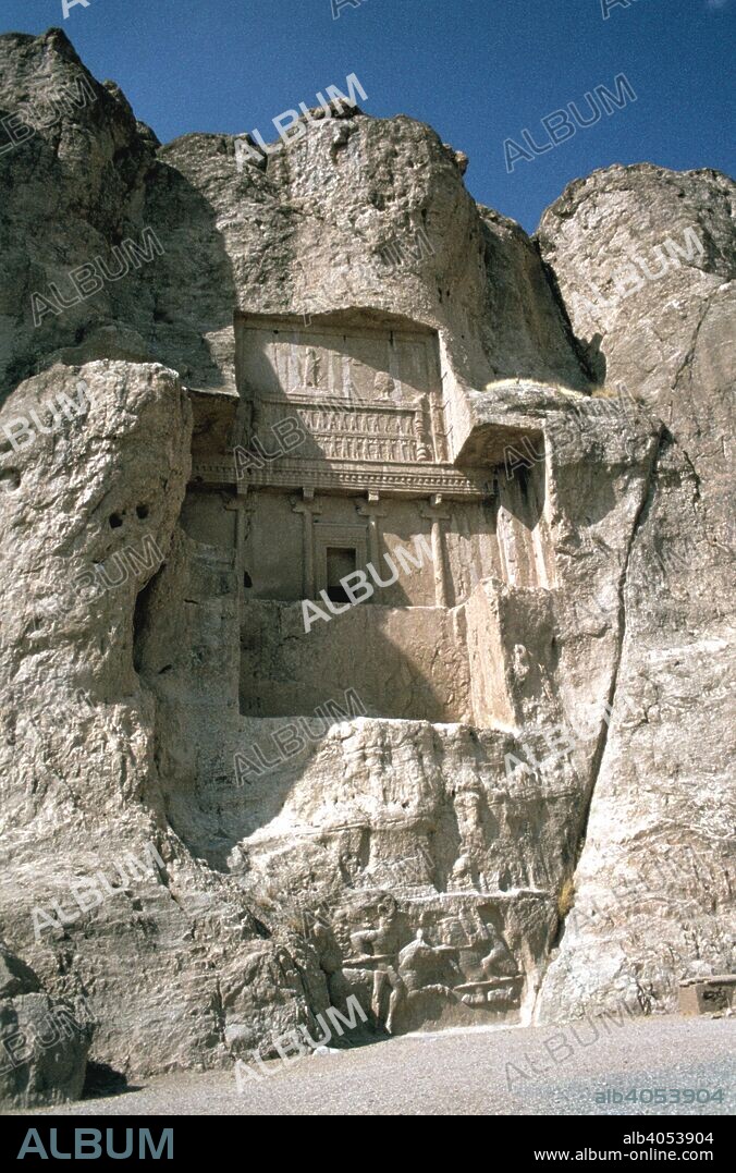 Tomb of Artaxerxes I, Naqsh-i-Rustam, Iran. One of the kings of the Achaemenid dynasty, Artaxerxes I ruled from 465 to 425 BC. His is one of four tombs of Persian kings carved into a rock face 13 kilometres north-east of the ancient Persian capital of Persepolis.