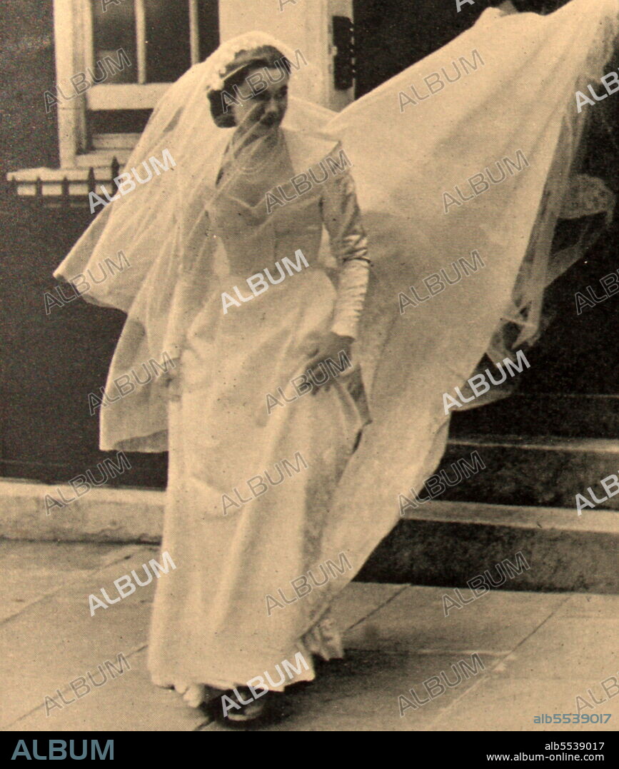 Marion Stein arrived for her wedding to Lord Harewood. On 29 September 1949 at St. Mark's Church, London, Lord Harewood married Marion Stein, a concert pianist and the daughter of the Viennese music publisher Erwin Stein. George Henry Hubert Lascelles, 7th Earl of Harewood, KBE, AM (7 February 1923 - 11 July 2011), styled The Honourable George Lascelles before 1929 and Viscount Lascelles between 1929 and 1947, was a British classical music administrator and author. Illustrated London News.