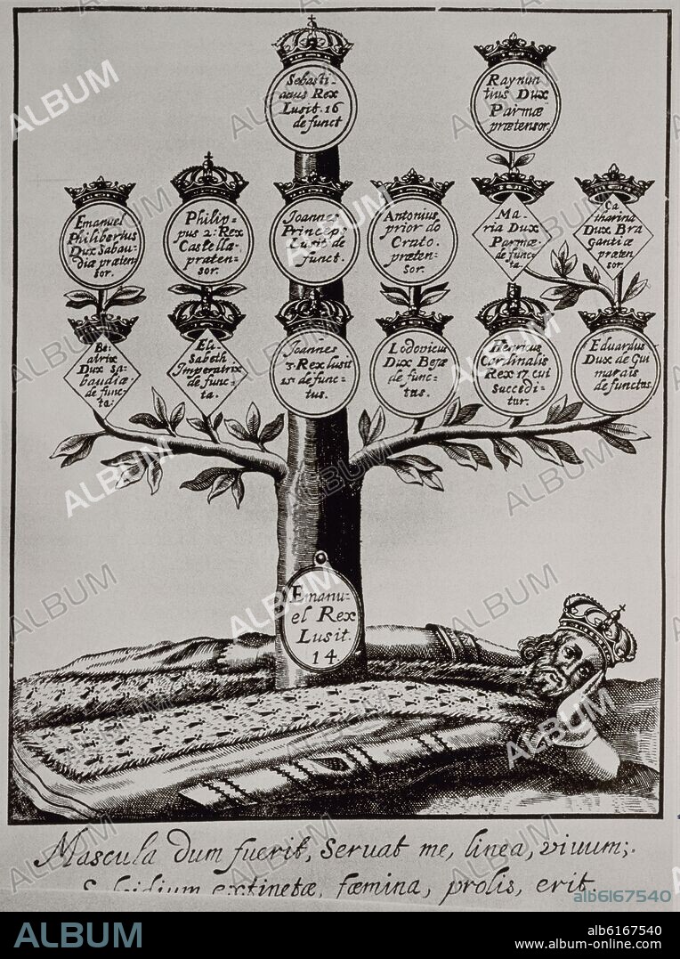 MANUEL I REY DE PORTUGAL CON SU ARBOL GENEALOGICO.