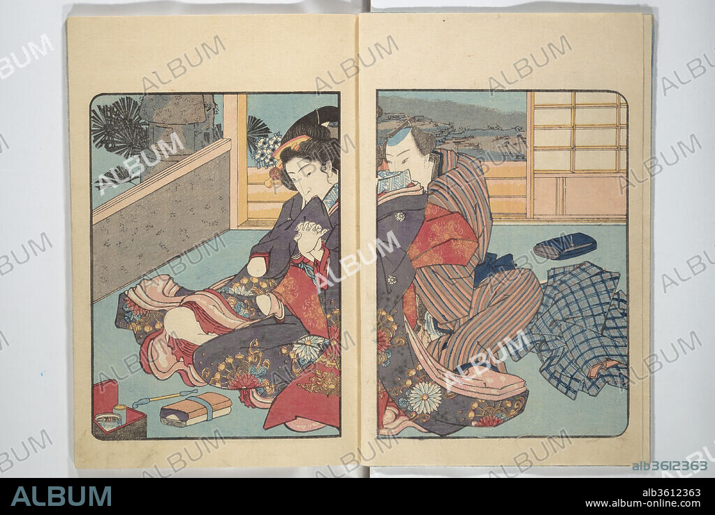 Volume 3 of Unknown Erotic (Shunga) Set. Artist: Utagawa Kunisada (Japanese, 1786-1865). Culture: Japan. Dimensions: 9 13/16 × 6 3/4 in. (25 × 17.2 cm). Date: 1840s.