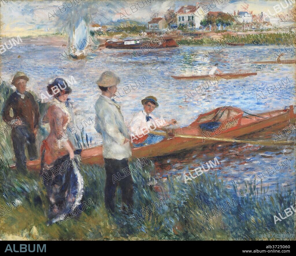 AUGUSTE RENOIR. Oarsmen at Chatou. Dated: 1879. Dimensions: overall: 81.2 x 100.2 cm (31 15/16 x 39 7/16 in.)  framed: 104.1 x 123.5 x 9.5 cm (41 x 48 5/8 x 3 3/4 in.). Medium: oil on canvas.