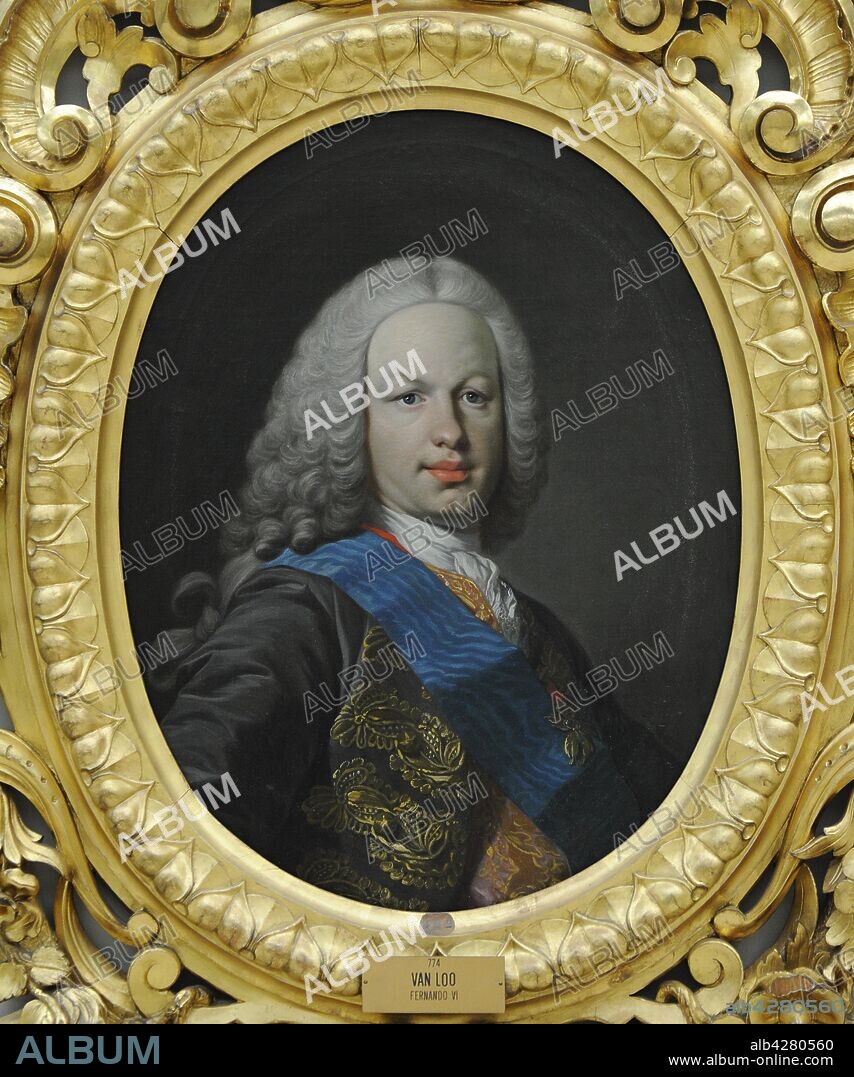 Fernando VI (1713-1759). Rey de España (1746-1759). Hijo de Felipe V y María Luisa Gabriela de Saboya. Retrato por Louis Michel Van Loo (1707-1771), 1750-1758. Óleo sobre lienzo, 65 x 50 cm. Real Academia de Bellas Artes de San Fernando. Madrid. España.