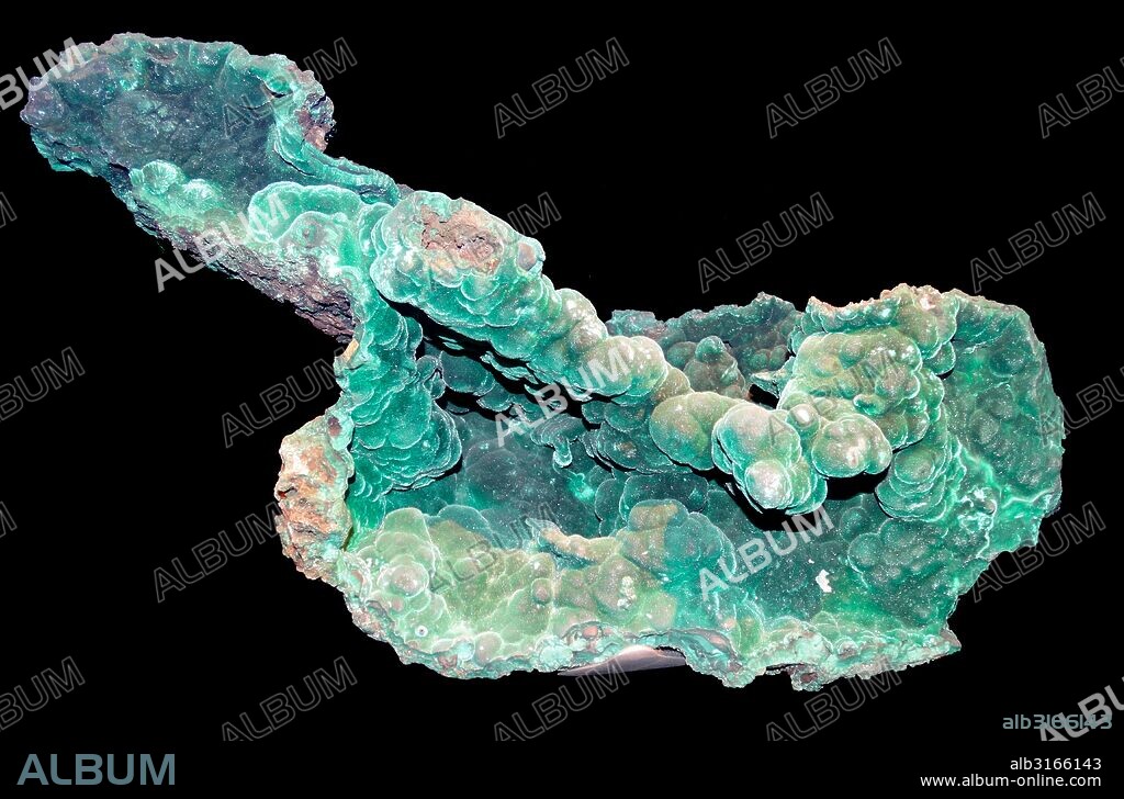 Malachite, a green copper carbonate ore. Used during the Bronze Age in Egypt for cosmetics and paint.