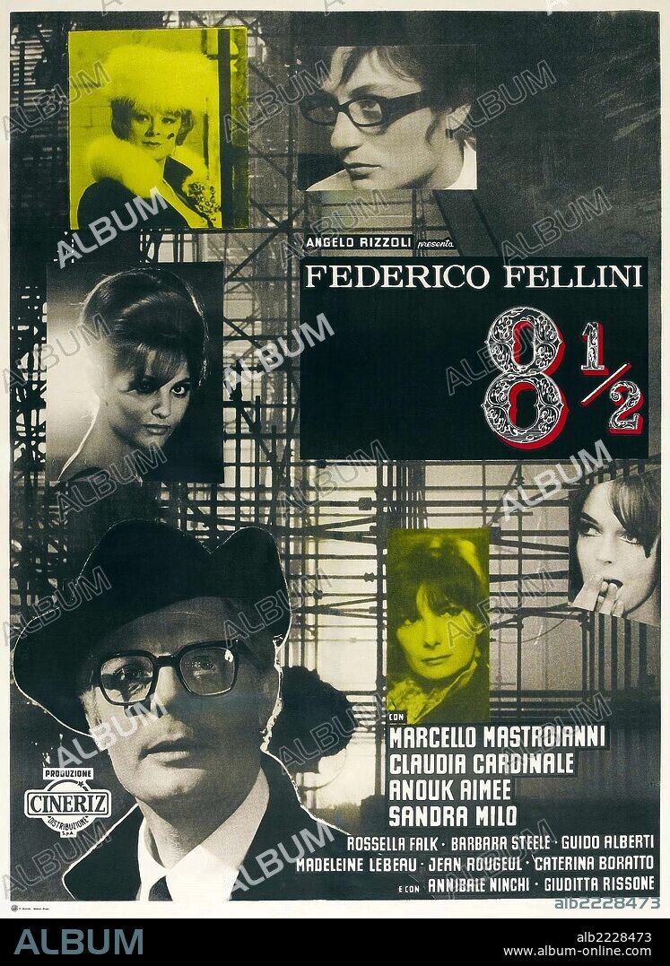 Poster of FEDERICO FELLINI'S 8 1/2, 1963 (8 1/2), directed by FEDERICO FELLINI. Copyright CINERIZ.