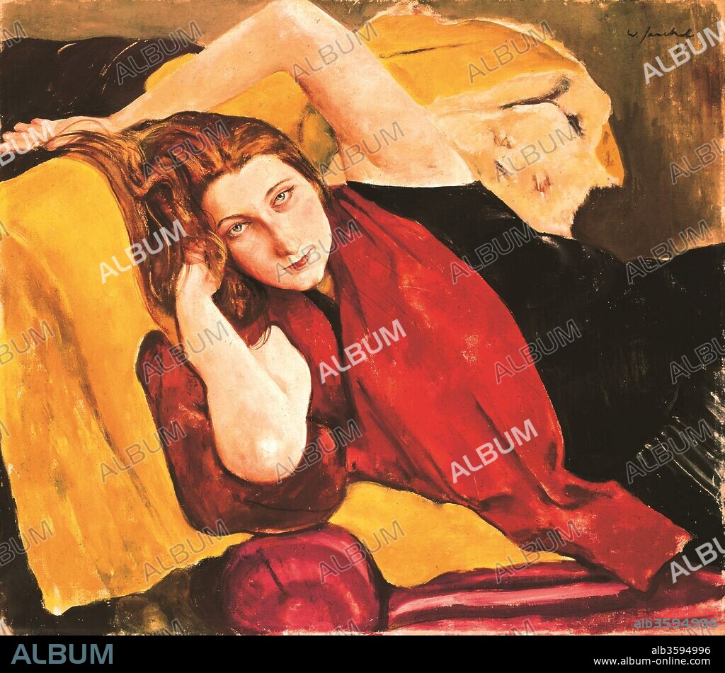 WILLY JAECKEL. Portrait of a girl with red scarf.