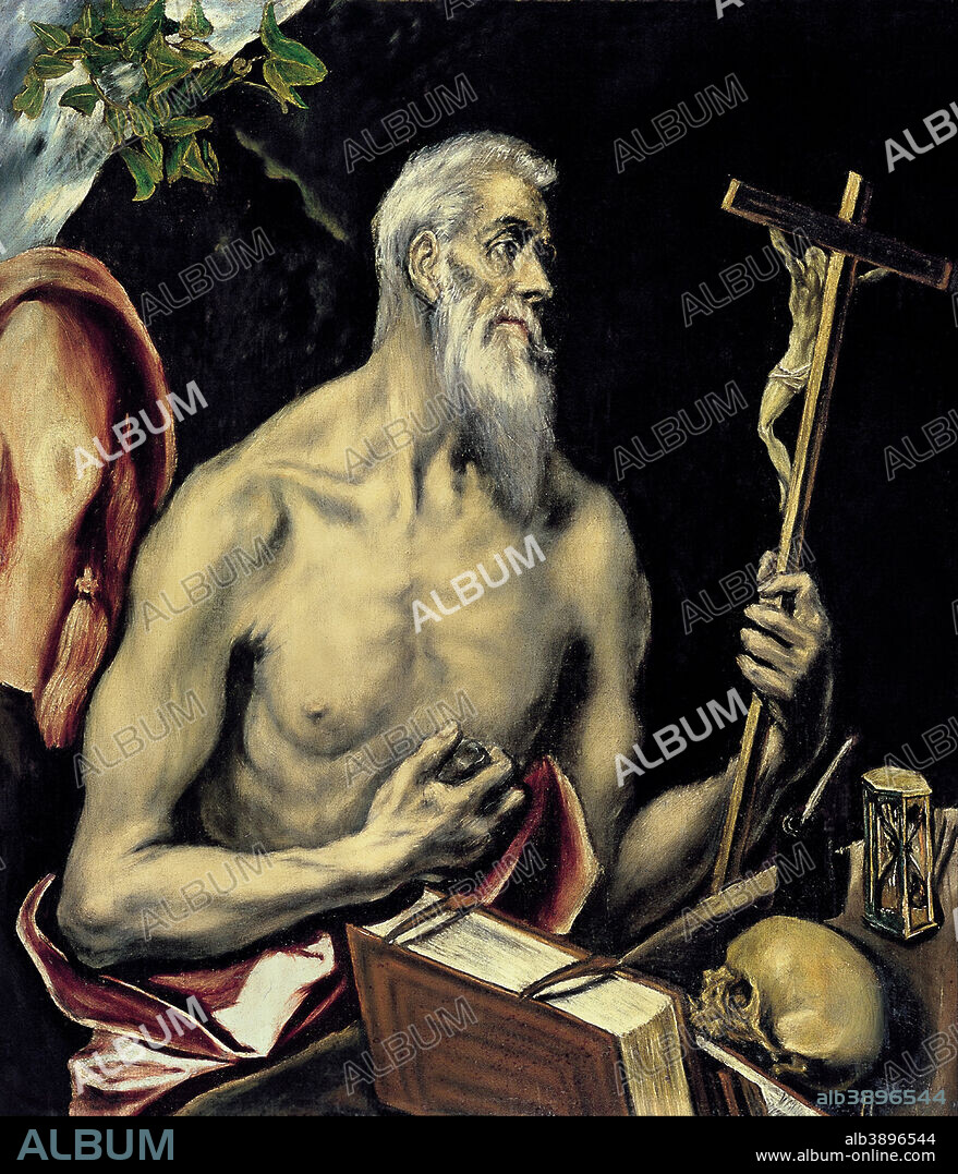 EL GRECO. San Jerónimo. Date/Period: Ca. 1605-1610. Painting. Oil on canvas. Height: 104 cm (40.9 in); Width: 89 cm (35 in).