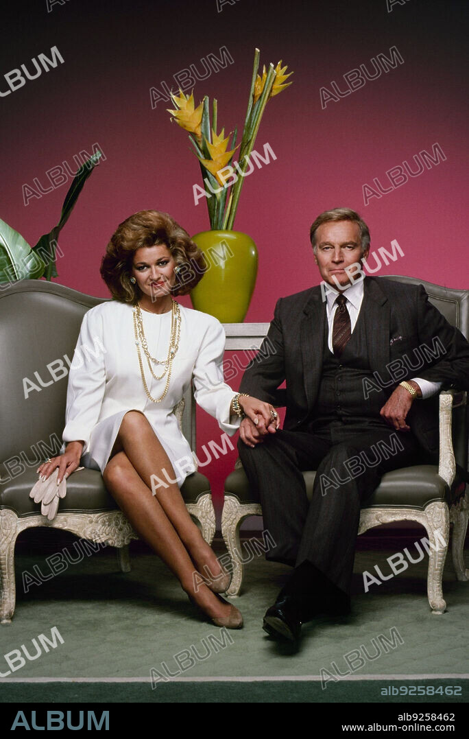 CHARLTON HESTON and STEPHANIE BEACHAM in THE COLBYS, 1985, directed by CURTIS HARRINGTON, DON MEDFORD and ROBERT SCHEERER.