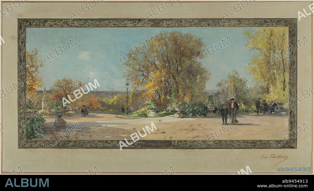Sketch for the city hall of Vanves, The terrace of the Lycée Michelet, Vauthier, Pierre, Painter, In 1902, 1st quarter of the 20th century, Painting, Oil painting, Canvas, Height: 50 cm, Width: 90.5 cm.