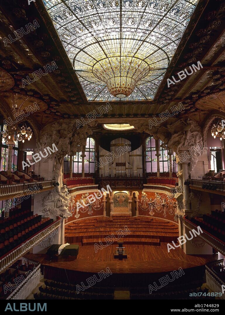 Spain. Barcelona. Palace of Catalan Music. 1905-1908. Modernist style. Built by Lluis Domenech Montaner. Concert hall.