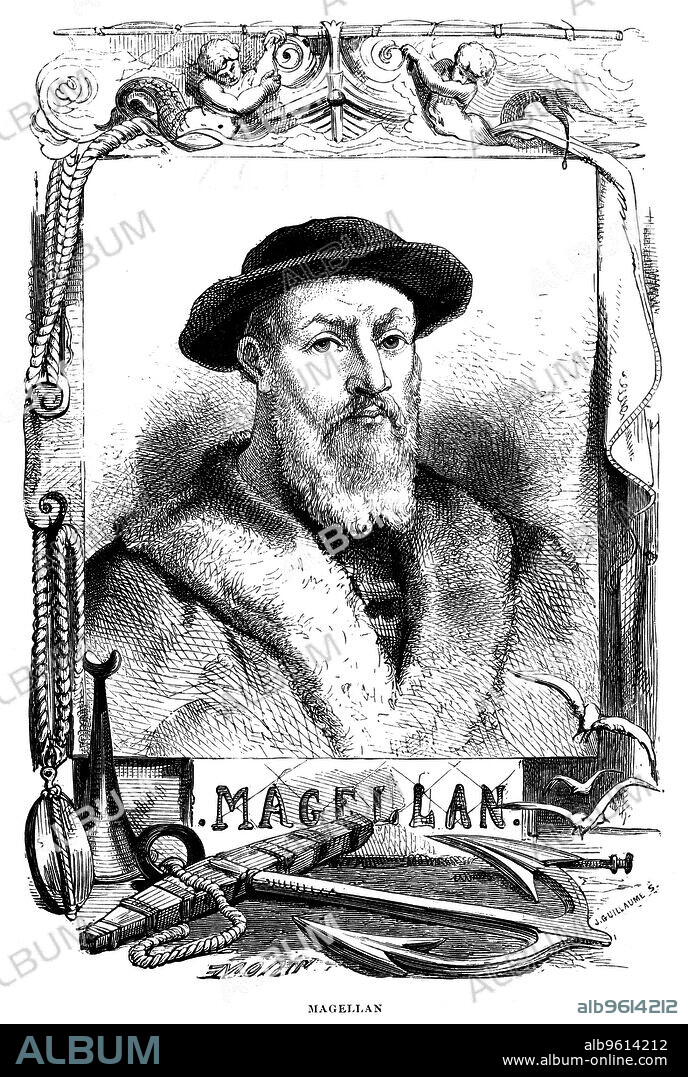 ANON. Ferdinand Magellan, 16th century Portugese navigator, 1868. Magellan (c1480-1521) led the first expedition to cirumnavigate the globe. He rounded what is now called the Magellan Strait and passed from the Atlantic Ocean to the Pacific in October-November 1519.