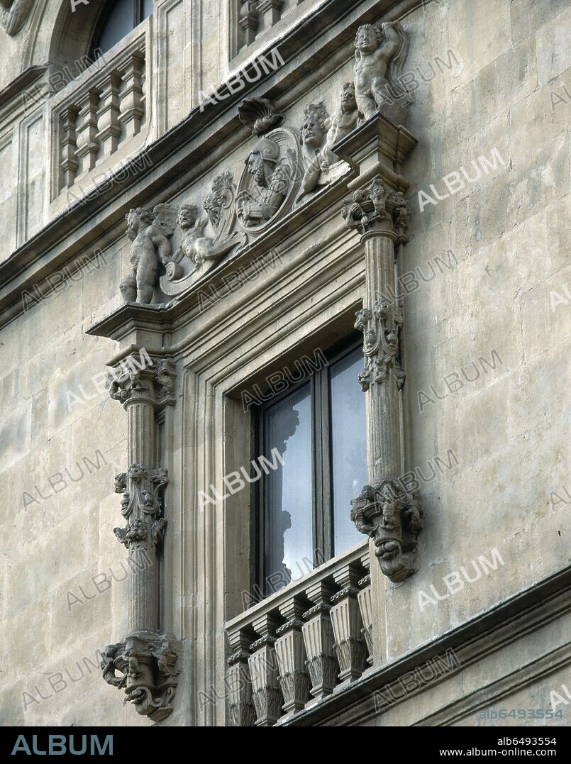 DETALLE DE UNA VENTANA DE LA FACHADA DEL PALACIO DE LA SALINA - SIGLO XVI.