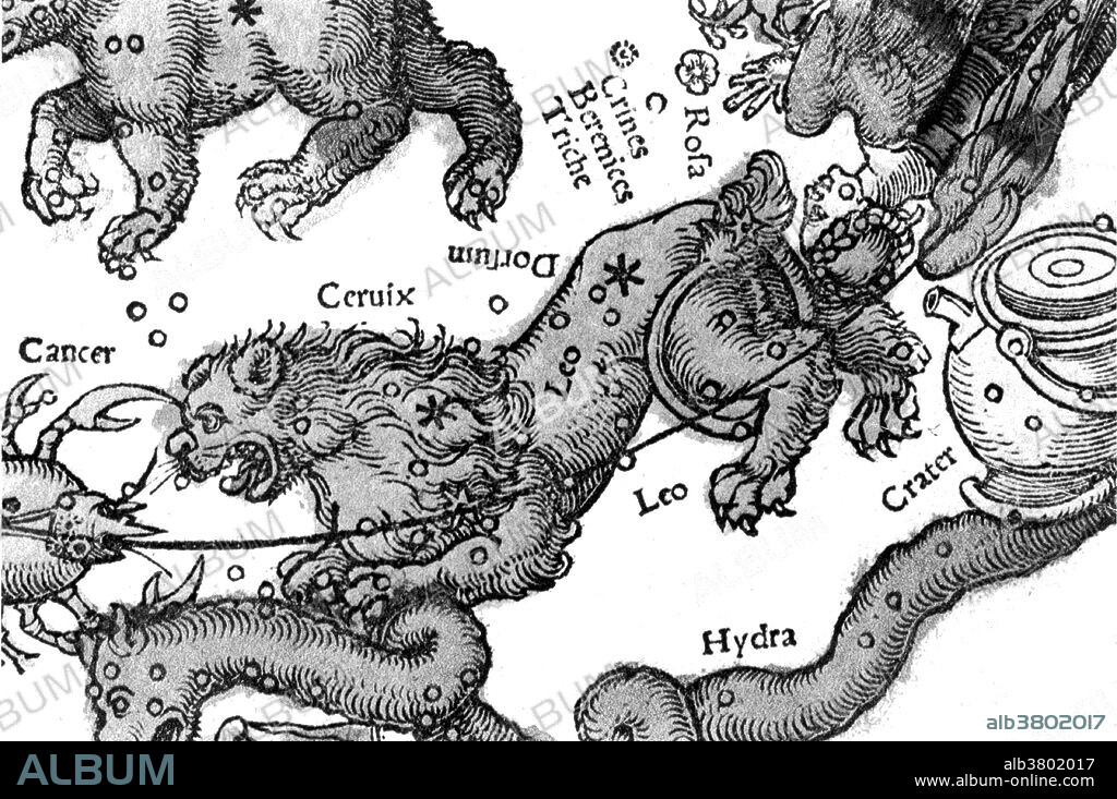 Leo constellation from from Petrus Apianus, Cosmographia, 1529. Leo is one of the constellations of the zodiac. Its name is Latin for lion. One of the 48 constellations described by the 2nd century astronomer Ptolemy, and it remains one of the 88 modern constellations defined by the International Astronomical Union. Leo was one of the earliest recognized constellations, with archaeological evidence that the Mesopotamians had a similar constellation as early as 4000 BC. Leo is the fifth astrological sign of the zodiac, originating from the constellation of Leo. It spans the 120-150th degree of the Tropical zodiac, between 125.25 and 152.75 degree of celestial longitude, which the Sun transits this area on average between July 23 to August 22 each year.