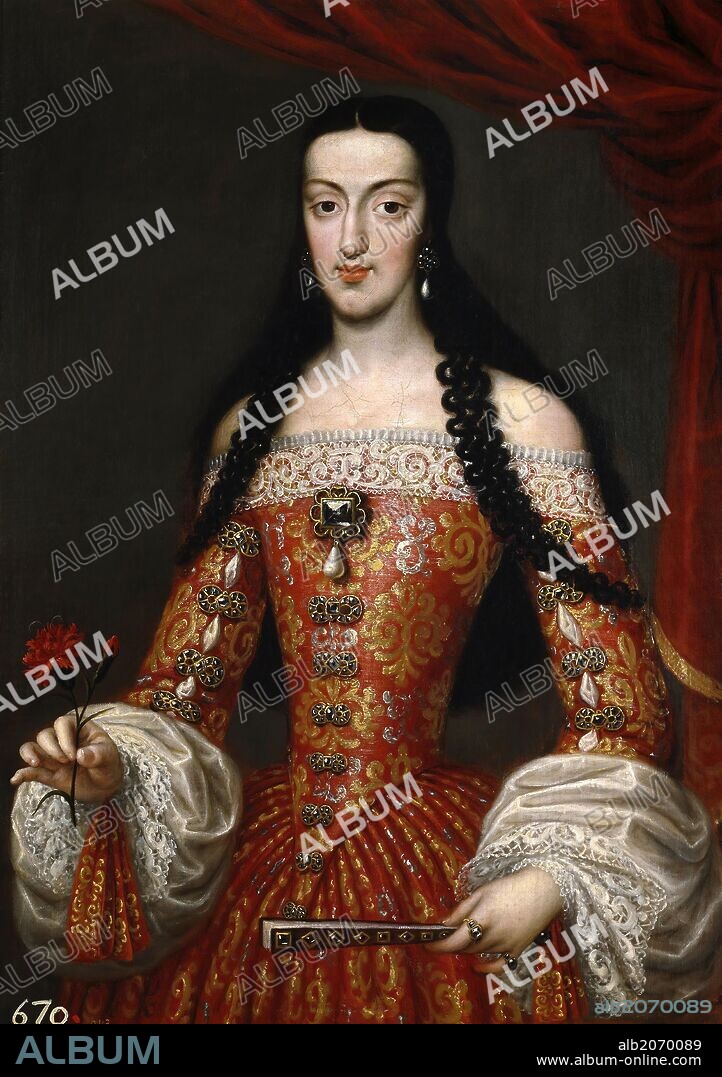 JOSÉ GARCÍA HIDALGO. José García Hidalgo / 'Marie Louise d'Orléans, Queen of Spain', ca.  1679, Spanish School, Oil on canvas, 96 cm x 68 cm, P00652.