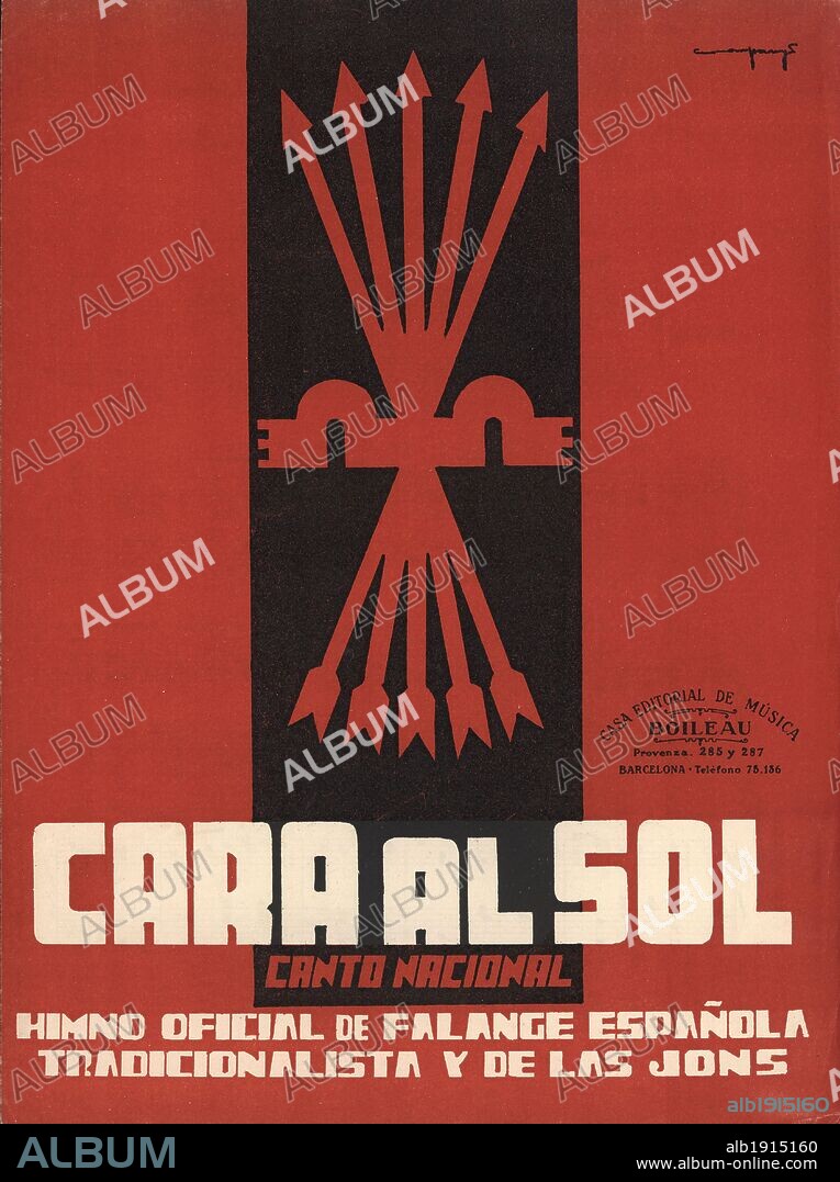 Partitura musical del Cara al sol, himno oficial de Falange Española Tradicionalista y de las J.O.N.S.