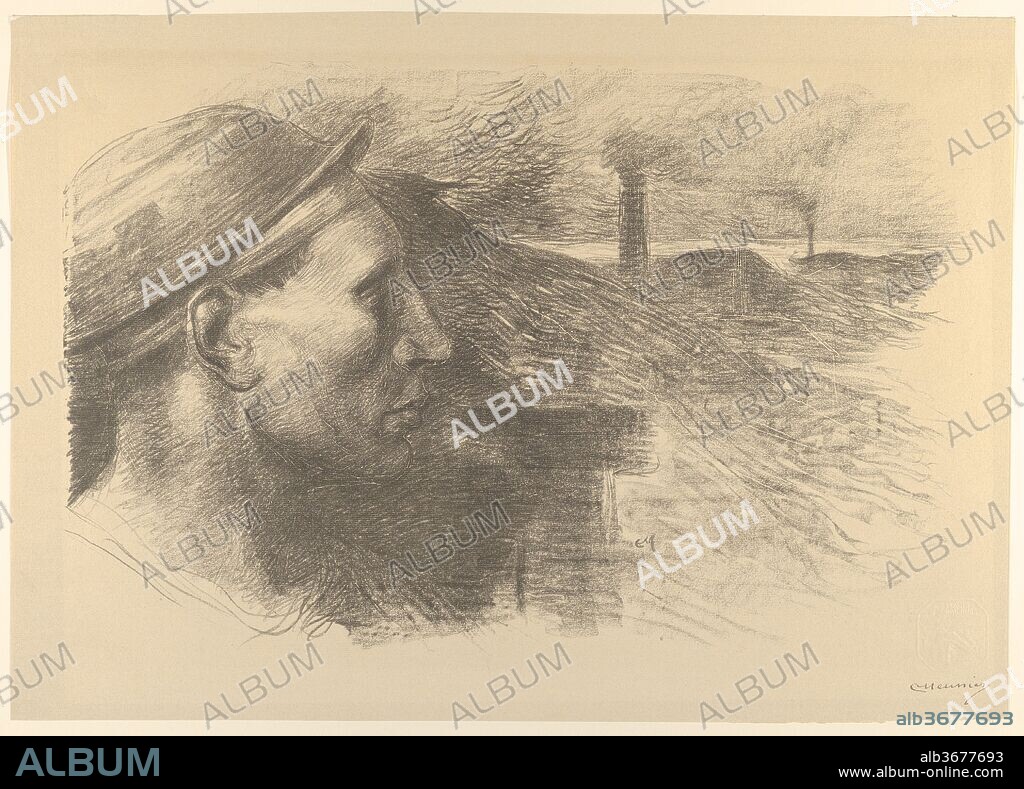 Miner. Artist: Constantin Meunier (Belgian, Etterbeek 1831-1905 Ixelles). Dimensions: Sheet: 17 in. × 24 3/8 in. (43.2 × 61.9 cm)
Image: 13 5/8 × 21 1/8 in. (34.6 × 53.7 cm). Publisher: André Marty (French, born 1857). Series/Portfolio: l'Estampe originale, Album IX. Date: 1895.