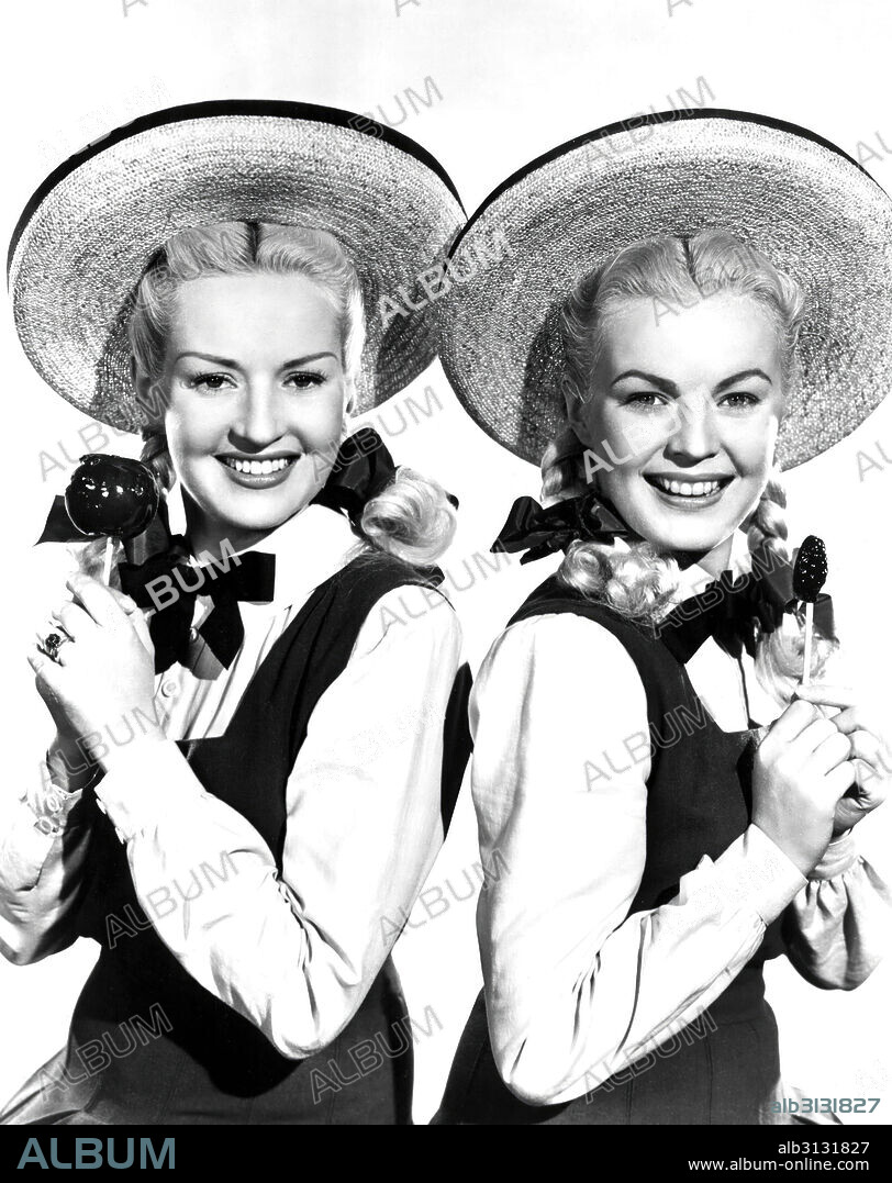 BETTY GRABLE and JUNE HAVER in THE DOLLY SISTERS, 1945, directed by IRVING CUMMINGS. Copyright 20TH CENTURY FOX.