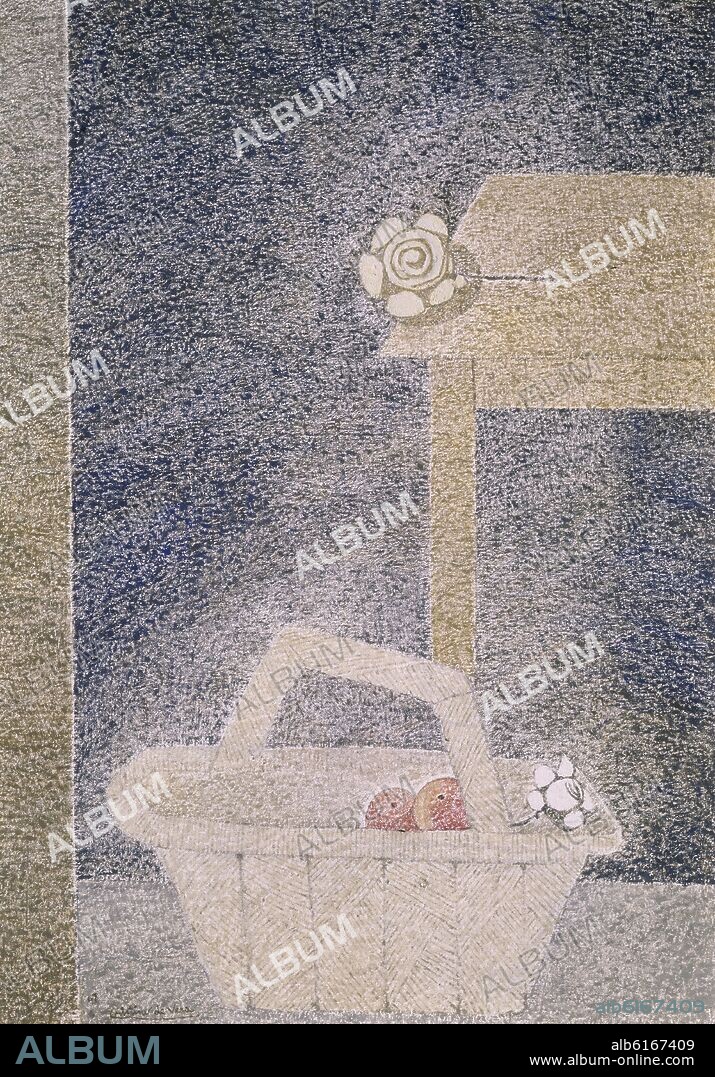 CRISTINO VERA (1931-). PINTURA - CESTA EN EL SUELO Y MESA - SIGLO XX.