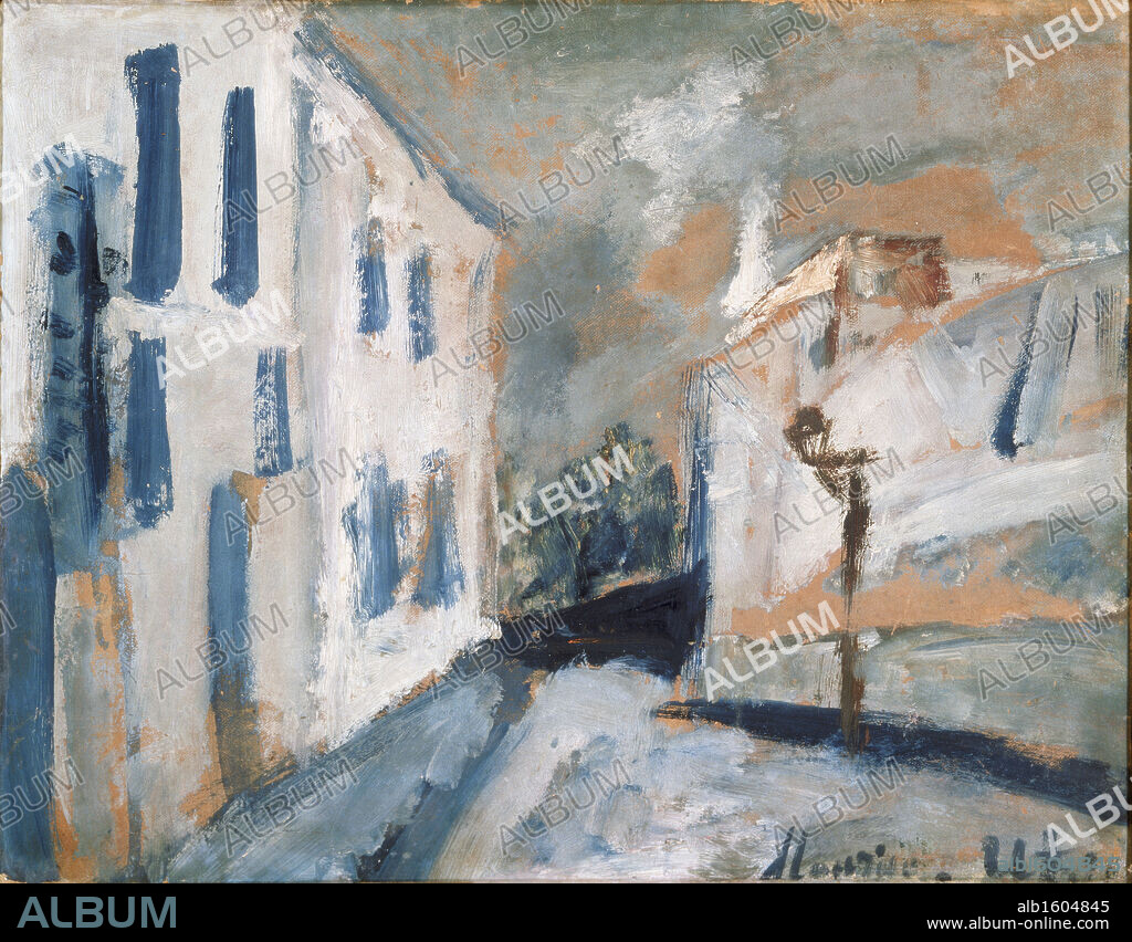 La Maison de Mimi Pinson by Maurice Utrillo, oil on board, C.1914, 1883-1955, Private Collection.