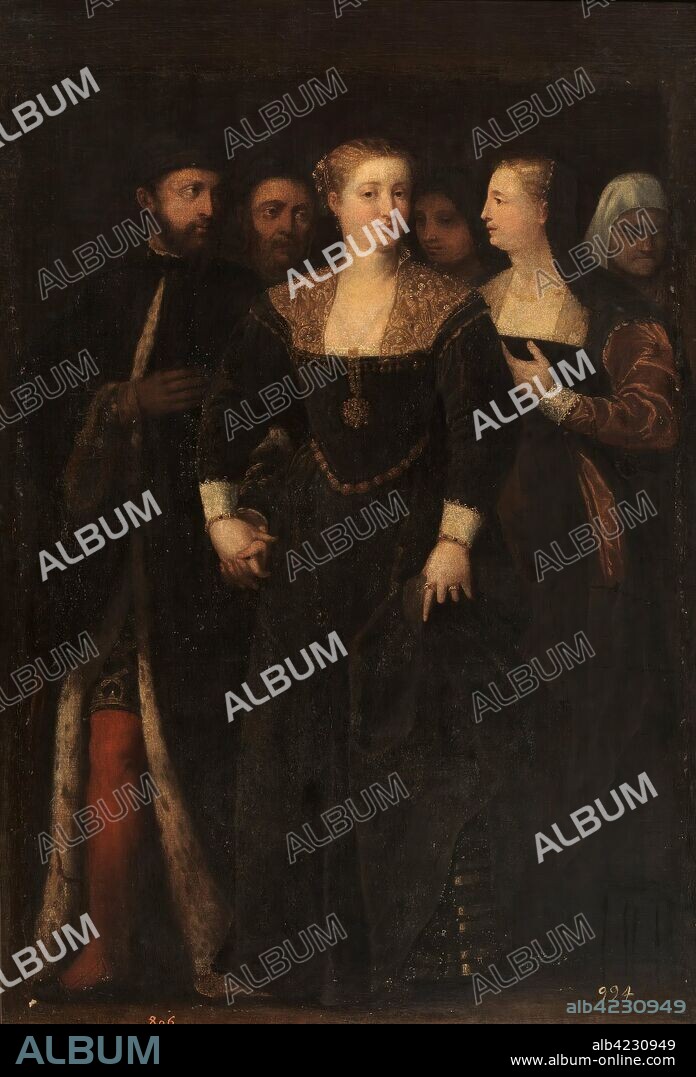 Antonio Badile (Atribuido a) / 'Retratos'. Siglo XVI. Óleo sobre lienzo sin forrar, 156 x 107 cm.
