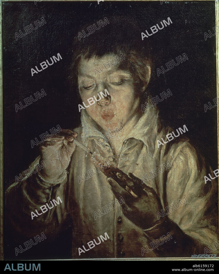 EL GRECO-DOMENIKOS THEOTOKOPOULOS (1540-1614). MUCHACHO ENCENDIENDO UNA CANDELA,1570/5.O/L,59x51 CM.