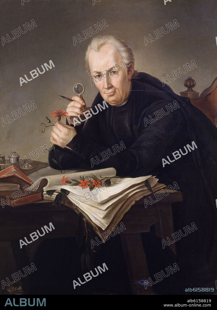 ANONYMOUS. JOSE CELESTINO MUTIS (1732/1808) - SPANISH DOCTOR AND BOTANICAL SCIENTIST - DIRECTOR OF BOTANICAL EXPEDITION OF NUEVA GRANADA - PAINTING, 1887.