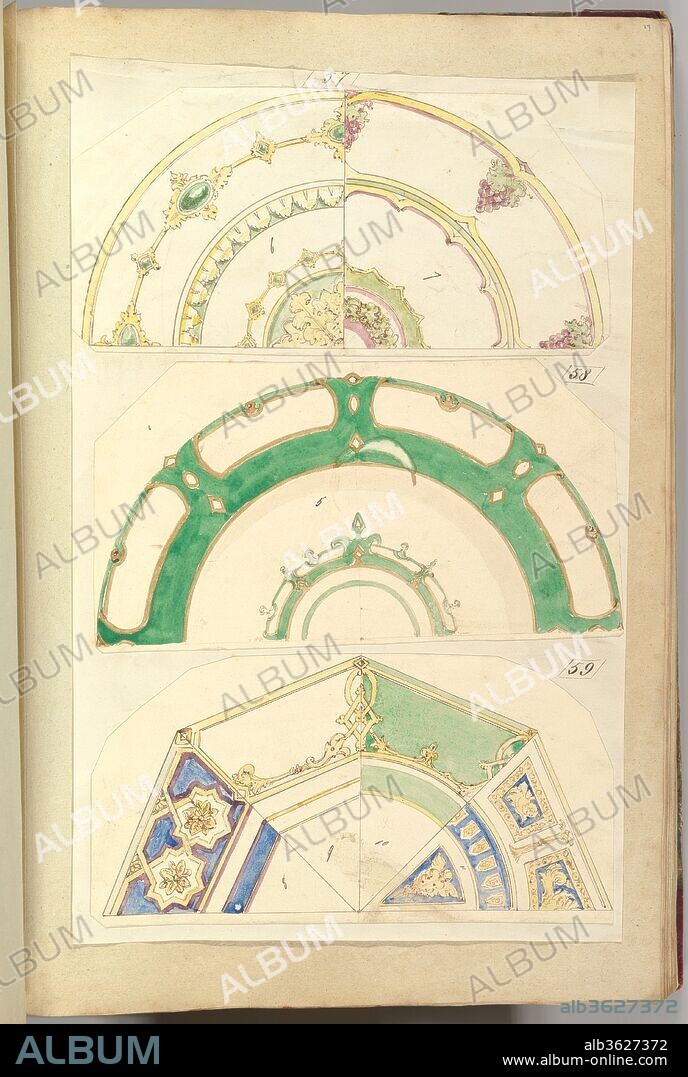 Seven Designs for Decorated Plates. Artist: Alfred Henry Forrester [Alfred Crowquill] (British, London 1804-1872 London). Dimensions: sheet: 16 3/4 x 11 7/16 in. (42.5 x 29 cm). Patron: Probably commissioned by Samuel Alcock & Company (British, active ca. 1828-1859). Date: 1845-55.