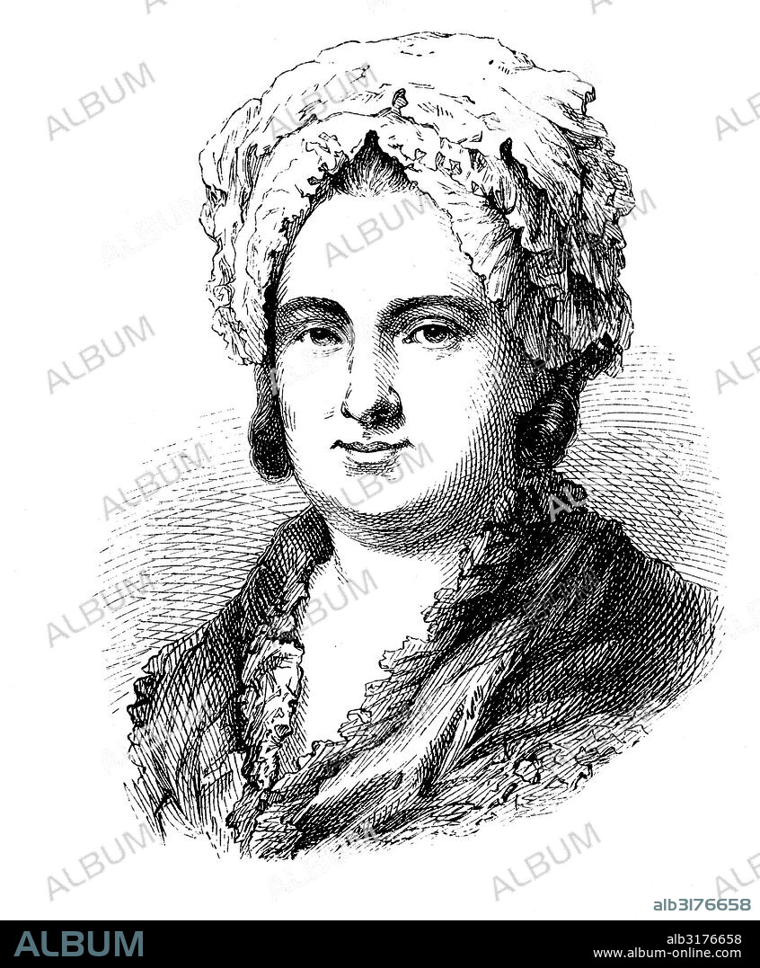 Catharina elisabeth goethe, 1731 - 1808, born textor, mother of johann wolfgang goethe, historical engraving, circa 1869.