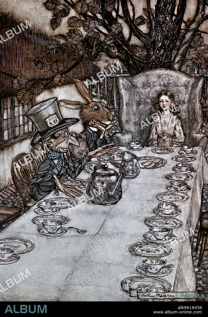 ARTHUR RACKHAM. 'Alice in Wonderland', 1917. Alice's  Adventures in Wonderland is a work of children's literature by the British mathematician, Lewis Carroll.
