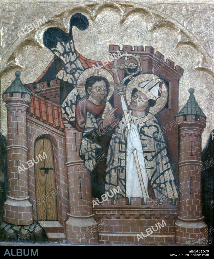 MILLAN DE LA COGOLLA , SAN. SANTO ESPAÑOL . 474 - 574. " RETABLO EPISODIOS VIDA DE SAN MILLAN ". SIGLO XIV. MUSEO PROVINCIAL DE LOGROÑO.