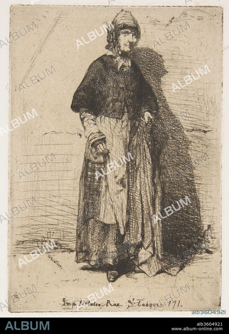 JAMES ABBOTT MCNEILL WHISTLER. La Mère Gérard. Artist: James McNeill Whistler (American, Lowell, Massachusetts 1834-1903 London). Dimensions: Plate: 5 × 3 9/16 in. (12.7 × 9 cm)
Sheet: 17 1/16 × 11 15/16 in. (43.3 × 30.4 cm). Series/Portfolio: French Set ("Douze eau-fortes d'apres Nature" 1858). Date: 1858.