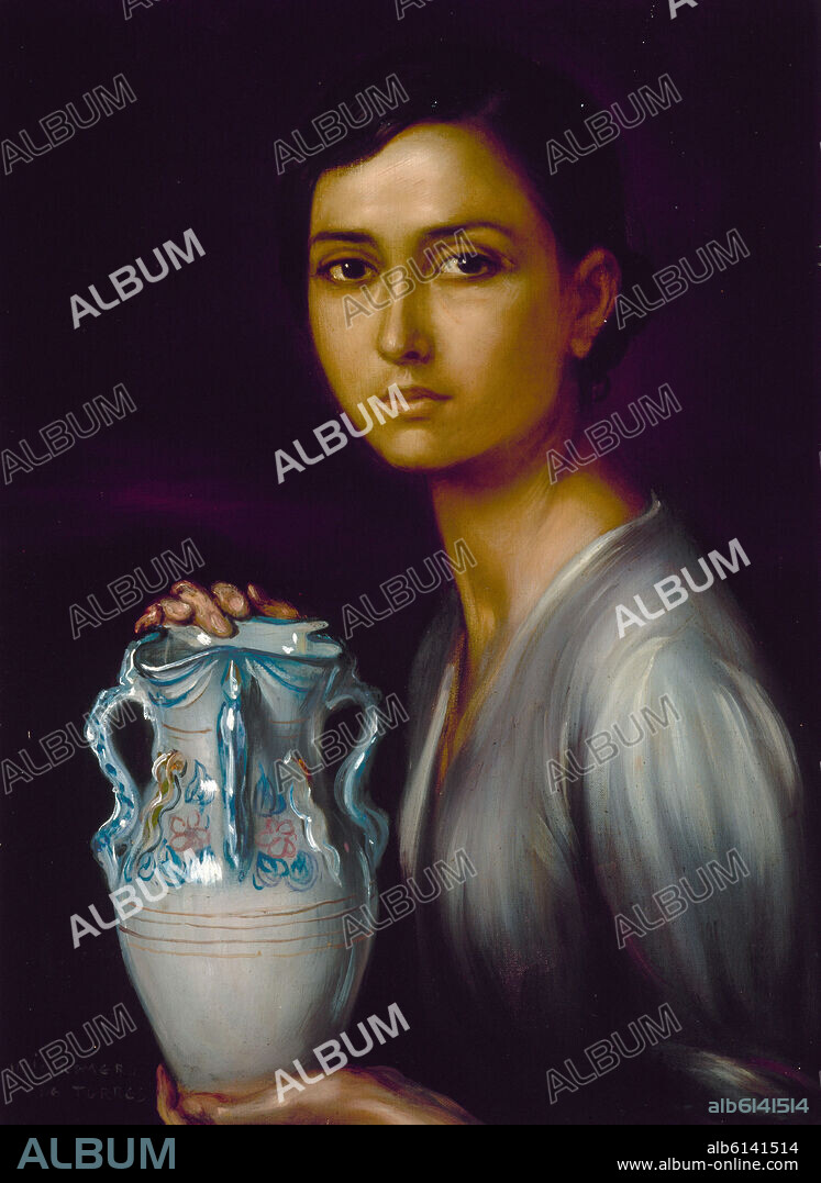 JULIO ROMERO DE TORRES/ THE GIRL IN THE JAR - 1928 - OIL AND TEMPERA ON CANVAS - 55x40.