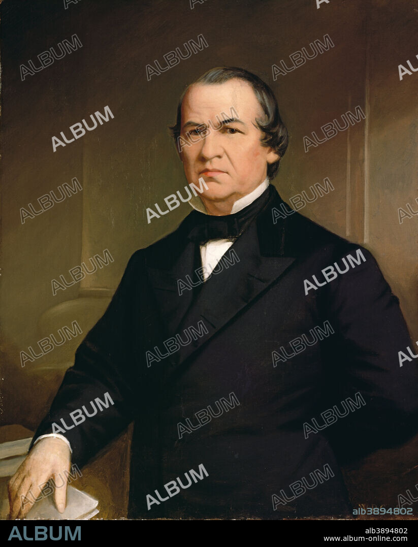 WASHINGTON BOGART COOPER. Andrew Johnson. Date/Period: After 1866. Painting. Oil on canvas. Height: 91.8 cm (36.1 in); Width: 74.3 cm (29.2 in) / (Framed: Height: 114.3 cm (45 in); Width: 96.5 cm (37.9 in); Depth: 8.9 cm (3.5 in) ).