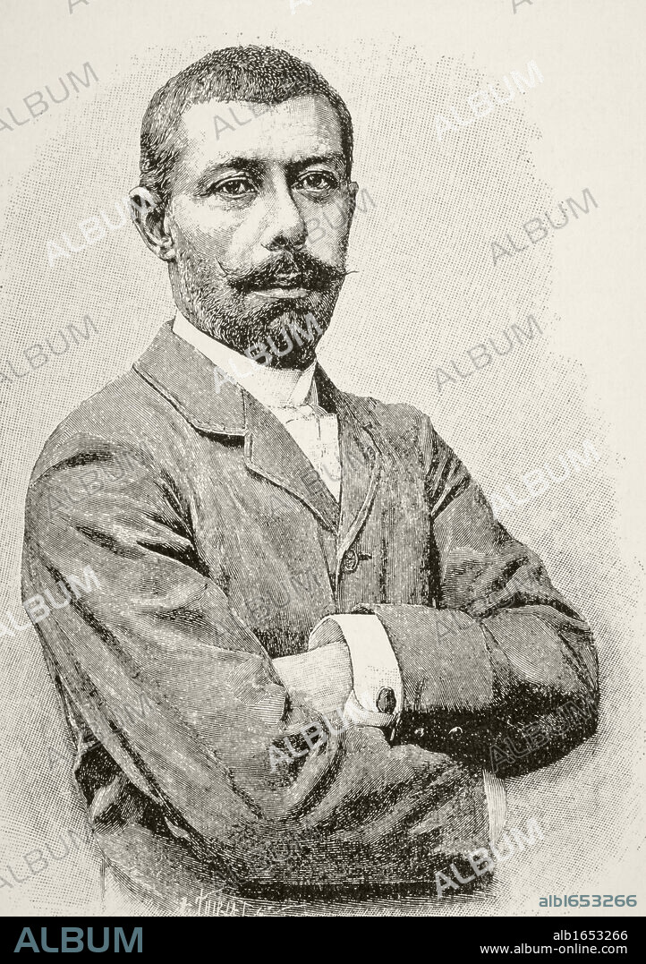 Louis Alexandre Antoine Mizon, 1853 to 1899. French explorer and colonial administrator From Afrika, dets Opdagelse, Erobring og Kolonisation, published in Copenhagen, 1901.