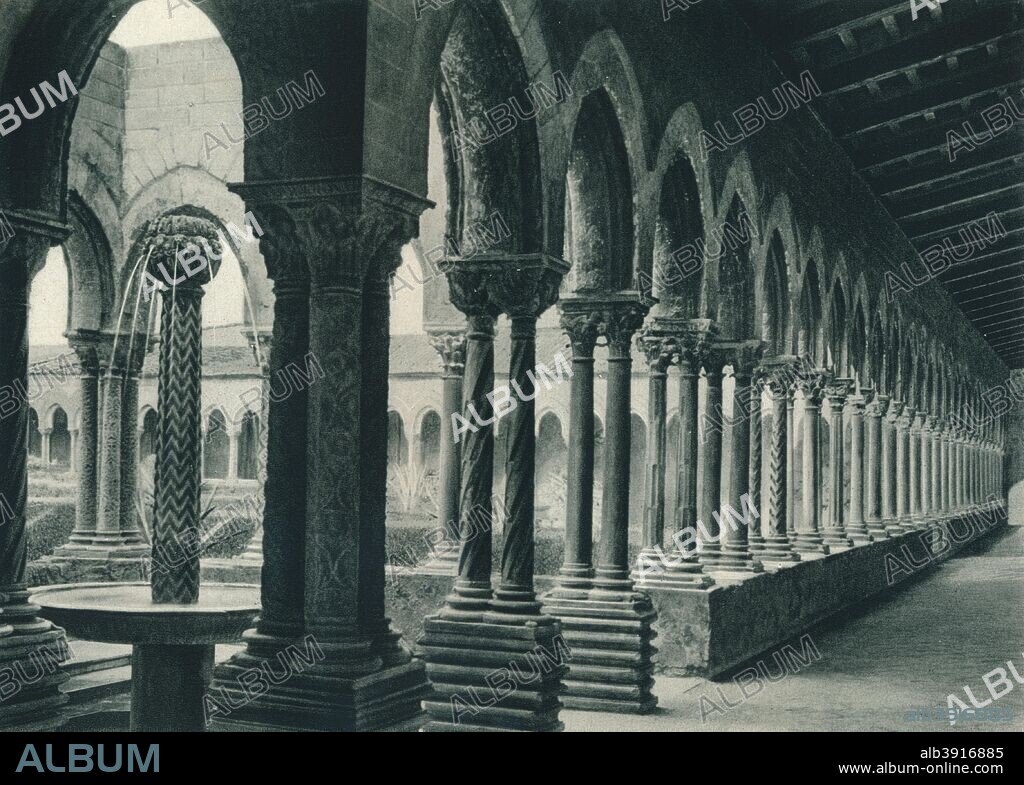 Cloisters of the Benedictine Monastery, Monreale, Sicily, Italy, 1927. The monastery was founded in the 12th century under the rule of the Norman King William II. From Italien in Bildern, by Eugen Poppel [August Scherl, Berlin, 1927].