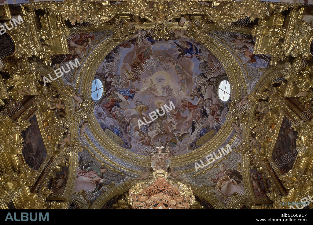 ANTONIO PALOMINO Y VELASCO (1655-1726). CUPULA DEL SANTA SANTORUM - "GLORIA, SAN BRUNO SOSTIENE EL MUNDO" - SIGLO XVIII.