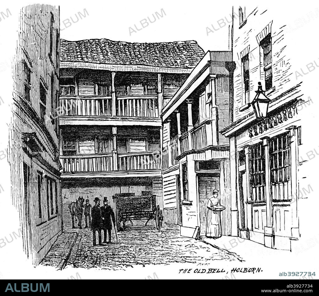 The Old Bell coaching inn, Holborn, London, 1887. A print from The Illustrated London News, 26th February 1887.