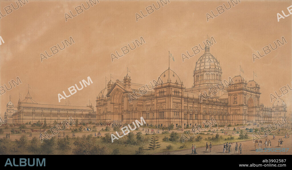 JOSEPH REED. The Exhibition Building Melbourne 1880, the South West Aspect of the Main Hall. Date/Period: 1879. Image. Painting; Watercolour on Paper Painting; Watercolour on Paper.