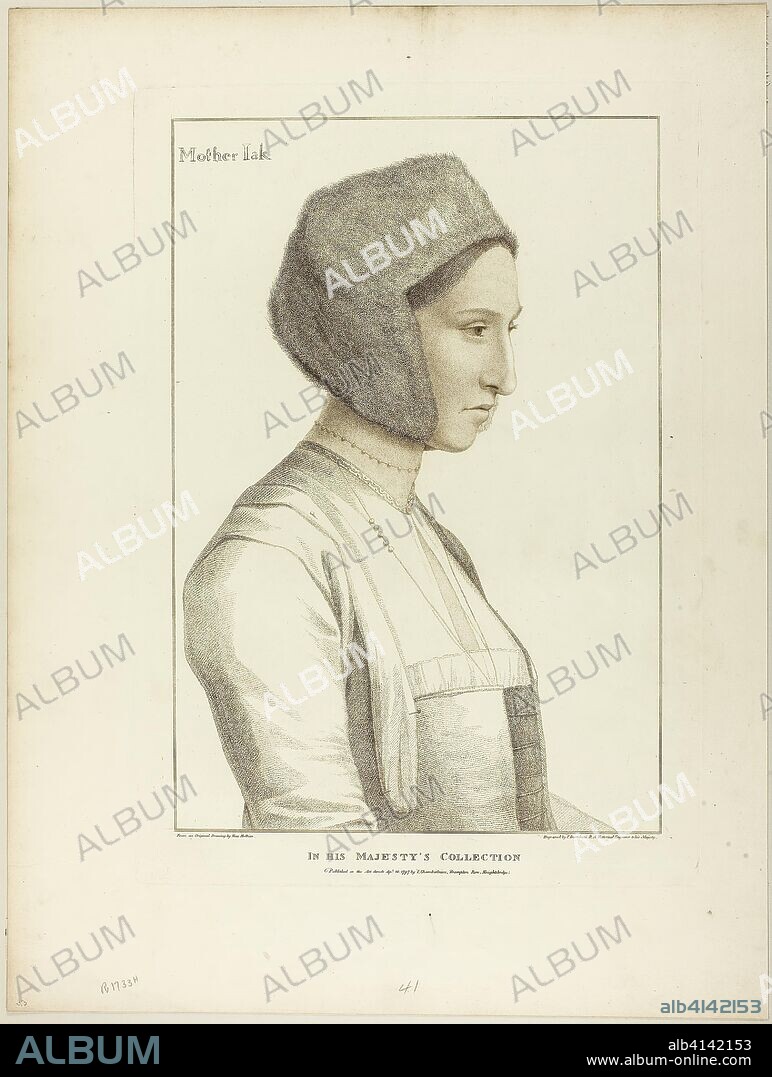 Mother Jak. Francesco Bartolozzi (Italian, 1727-1815); after Hans Holbein the younger (German, 1497-1543). Date: 1797. Dimensions: 382 x 260 mm (image); 429 x 304 mm (plate); 540 x 408 mm (sheet). Stipple engraving on ivory wove paper. Origin: Italy.