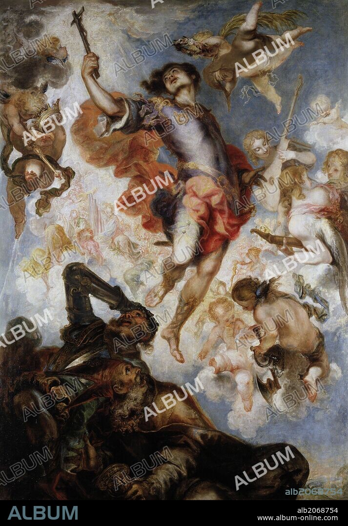 FRANCISCO HERRERA EL MOZO. Francisco de Herrera el Mozo / 'El triunfo de San Hermenegildo', 1654, Escuela Española, Óleo sobre Lienzo, 326 cm x 228 cm, P00833.